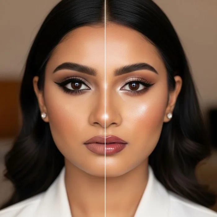 Comparison of matte primer finish for oily skin versus dewy illuminating primer finish for dry skin.
